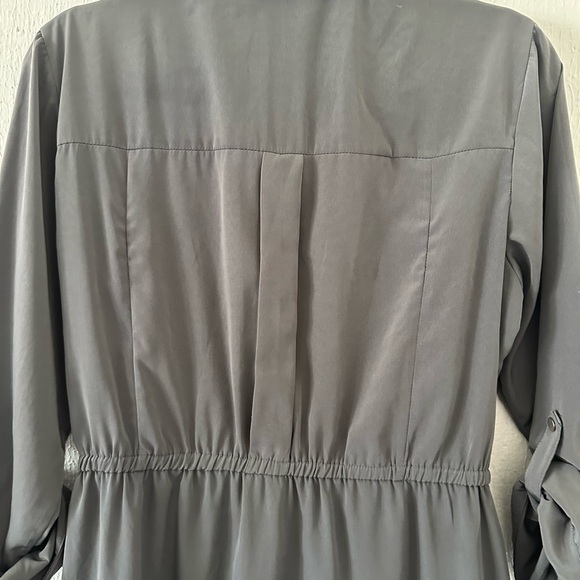 Alfani Size 10  shiny Grey zip up Dress with Pockets and Snap up sleeves - Picture 7 of 10